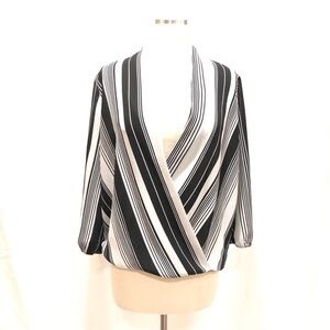 New York & Company Black and White Striped Blouse